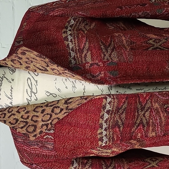 Vintage Y2K Coldwater Creek Jacket Woven Red Size Small Southwest Vibe - Picture 2 of 7